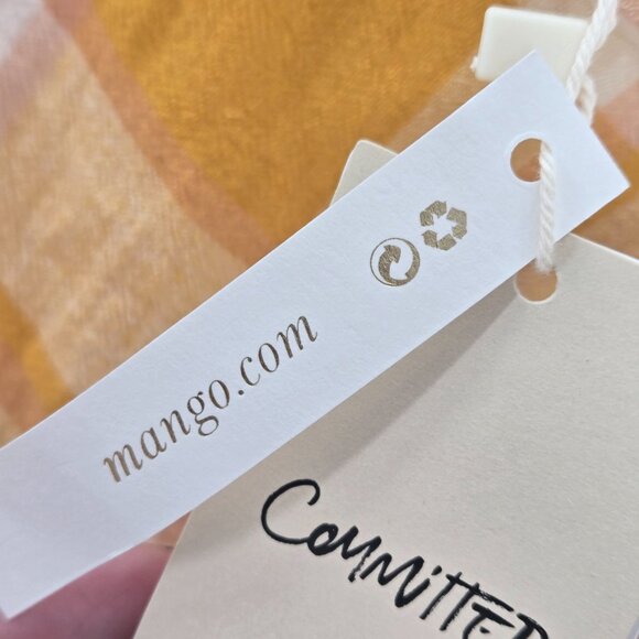 Mango MNG Mustard Yellow Checkered Gingham 100% Cotton Pockets Mini Dress XS - Picture 9 of 15